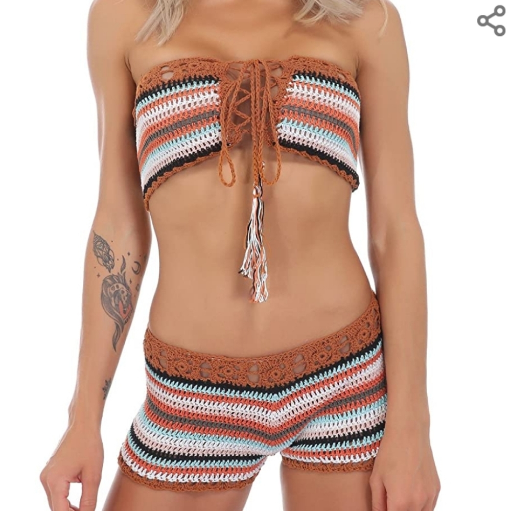 Women crochet 2 piece bikini swimwear.